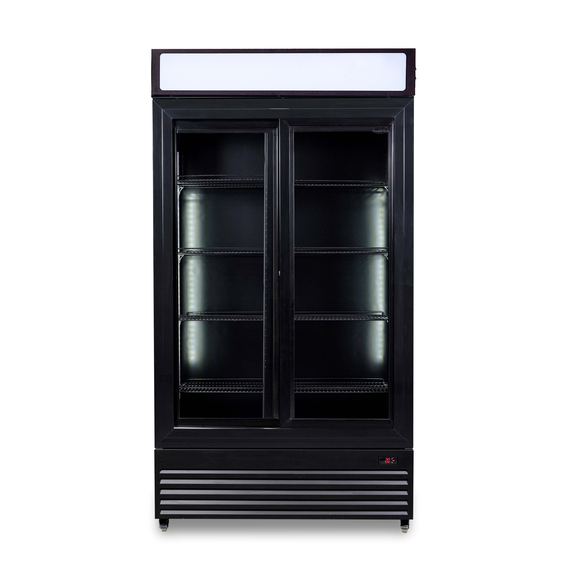 Combisteel Kühlschrank mit Schiebeglastüren Bez-780 Sl Schwarz