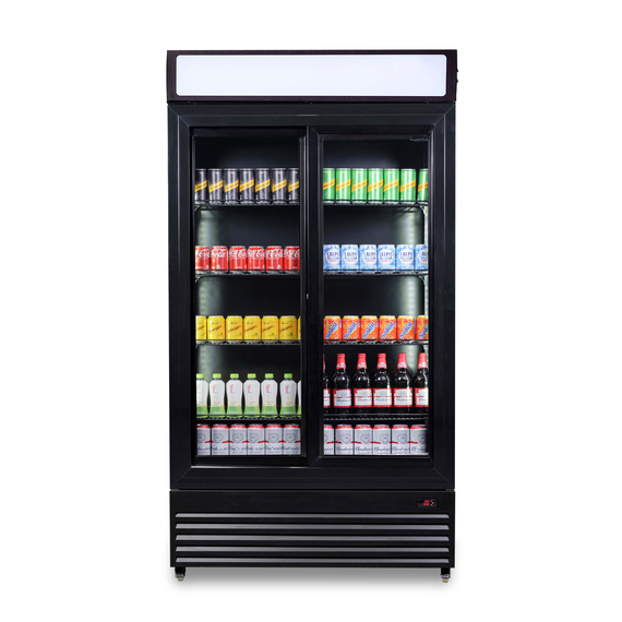 Combisteel Kühlschrank mit Schiebeglastüren Bez-780 Sl Schwarz