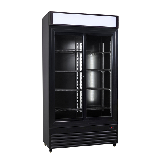 Combisteel Kühlschrank mit Schiebeglastüren Bez-780 Sl Schwarz