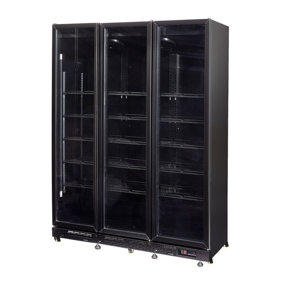 Combisteel Kühlschrank 3 Glastüren Schwarz Nap-1200