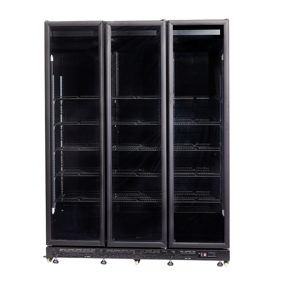 Combisteel Kühlschrank 3 Glastüren Schwarz Nap-1200