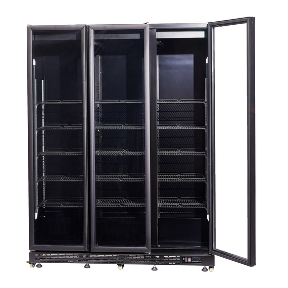 Combisteel Kühlschrank 3 Glastüren Schwarz Nap-1200