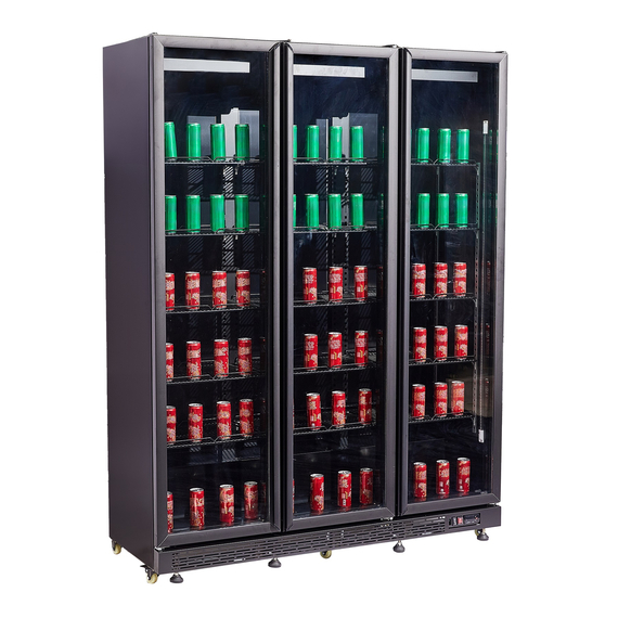 Combisteel Kühlschrank 3 Glastüren Schwarz Nap-1200