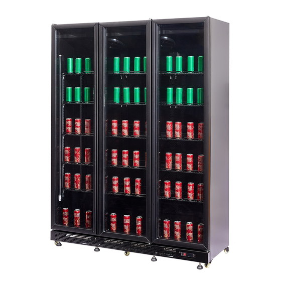 Combisteel Kühlschrank 3 Glastüren Schwarz Nap-1200