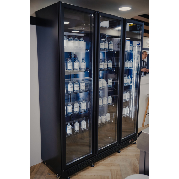 Combisteel Kühlschrank 3 Glastüren Schwarz Nap-1200