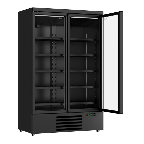 Combisteel Kühlschrank 2 Glastüren Schwarz Jde-1000R Bl