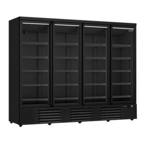 Combisteel Kühlschrank 4 Glastüren Schwarz Jde-2025R Bl