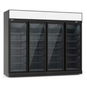 Combisteel Kühlschrank 4 Glastüren Schwarz Ins-2060R Bl
