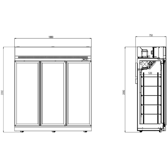 Combisteel Tiefkühlschrank 3 Glastüren Ins-1530F