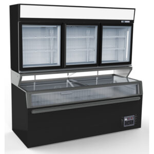 Combisteel Wandtiefkühlung Schwarz 3 Glastüren