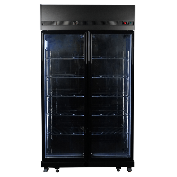 Combisteel Kühlschrank 2 Glastüren Schwarz Irm-770 Bl