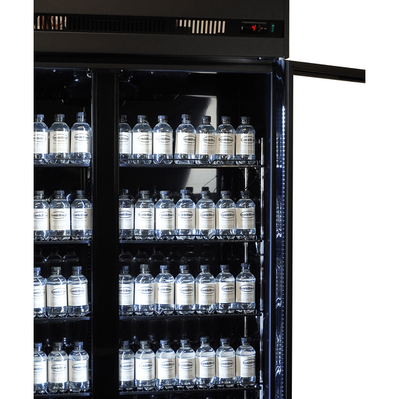 Combisteel Kühlschrank 3 Glastüren Schwarz Irm-1180R Bl