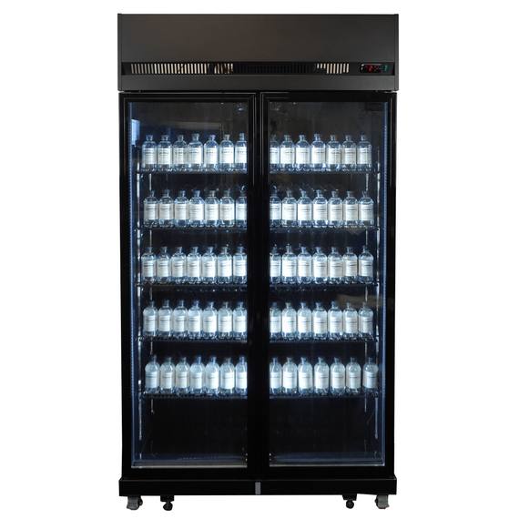 Combisteel Kühlschrank 2 Glastüren Schwarz Irm-770 Bl