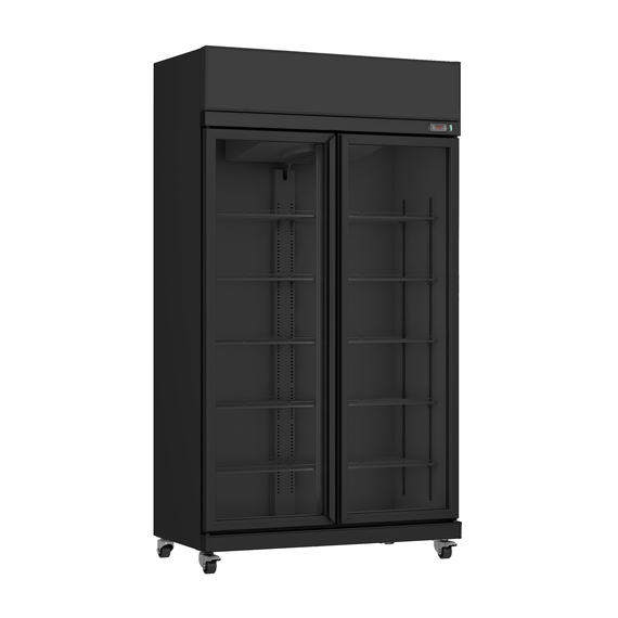 Combisteel Kühlschrank 2 Glastüren Schwarz Irm-770 Bl