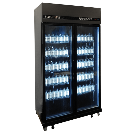 Combisteel Kühlschrank 2 Glastüren Schwarz Irm-770 Bl
