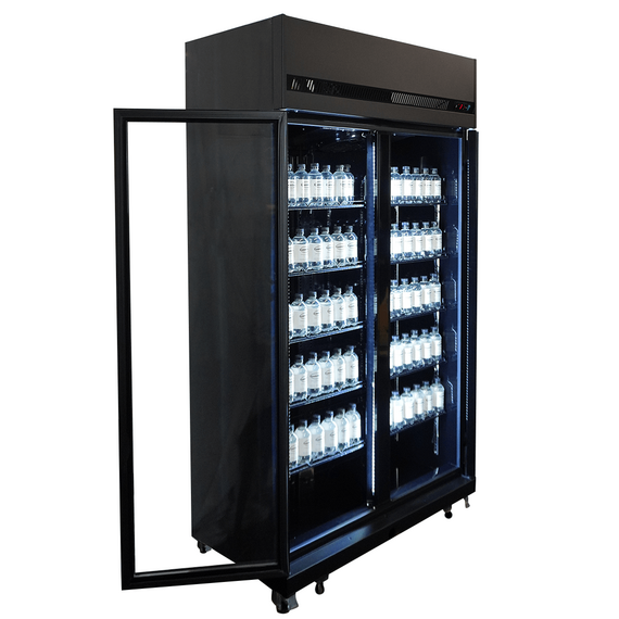 Combisteel Kühlschrank 2 Glastüren Schwarz Irm-770 Bl