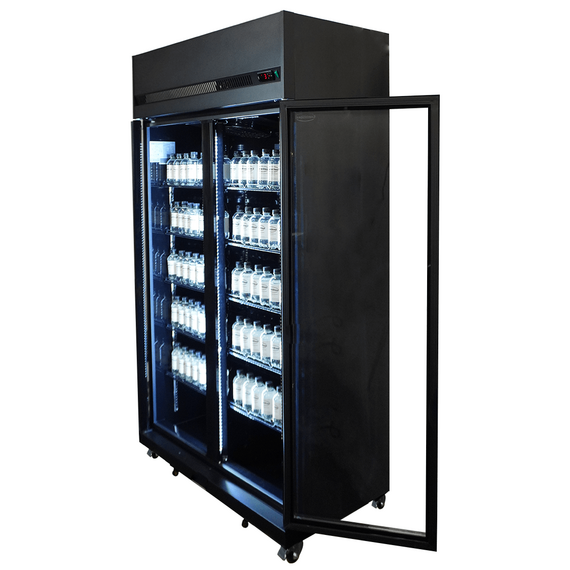 Combisteel Kühlschrank 2 Glastüren Schwarz Irm-770 Bl