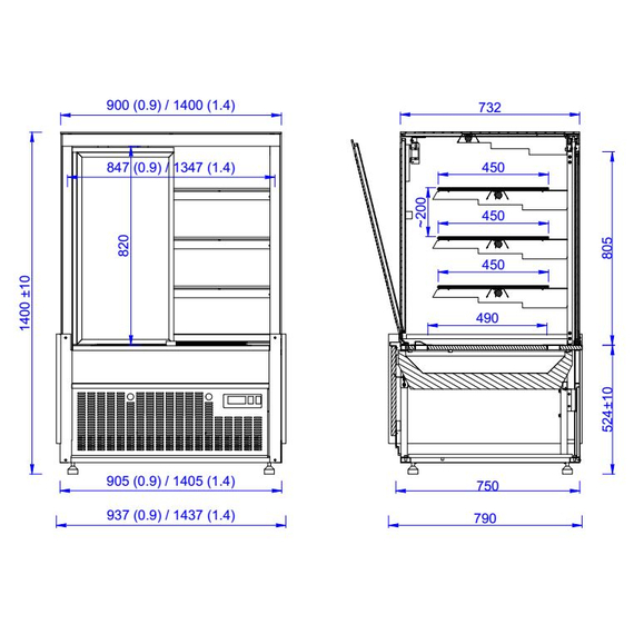 Combisteel Kühlvitrine Nero 1.4