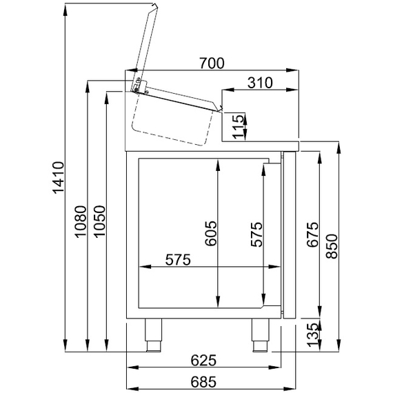Combisteel Pro Line Saladette 3 Türen 10X 1/3Gn Behälter