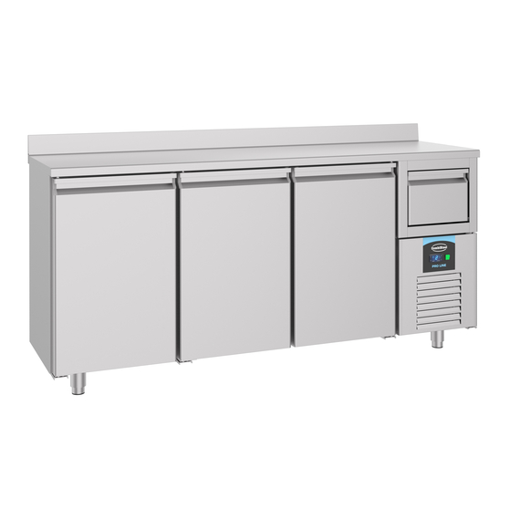 Combisteel 600 Kühltisch 3 Türen mit Schublade für Kaffee
