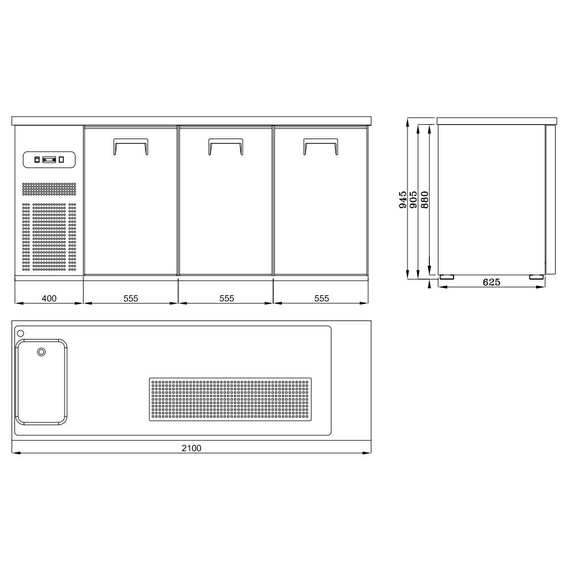 Combisteel Biertheke 3 Türen 1L