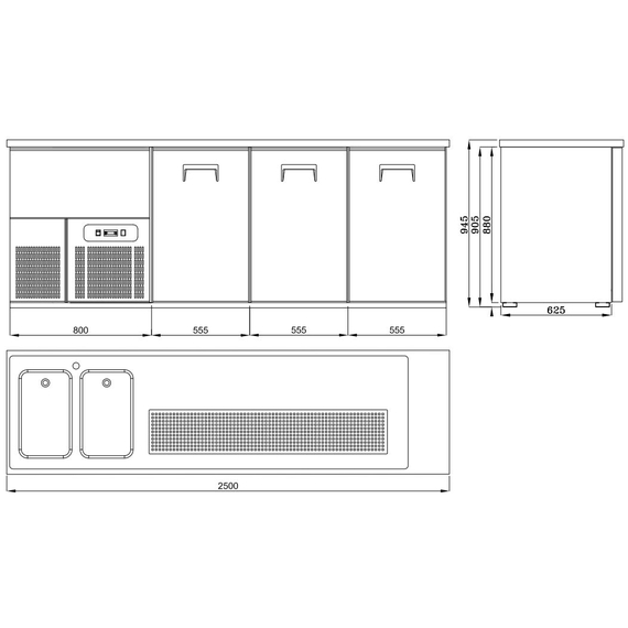 Combisteel Biertheke 3 Türen 2L