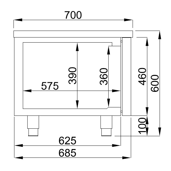 Combisteel Pro Line Kühltisch 600 Hoch 2 Schubladen