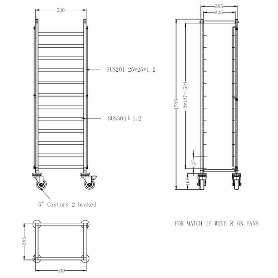 Combisteel Abräumwagen Demontabel 1/1Gn