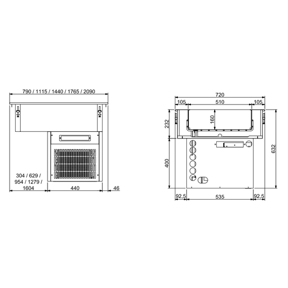 Combisteel Einbaukühlwanne 5/1 - 160mm