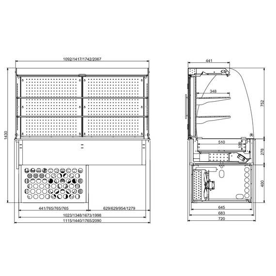 Combisteel Einbaukühlvitrine Rund - Geschlossen 4/1 Gn