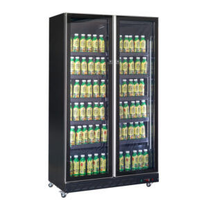 Combisteel Kühlschrank 2 Glastüren Schwarz