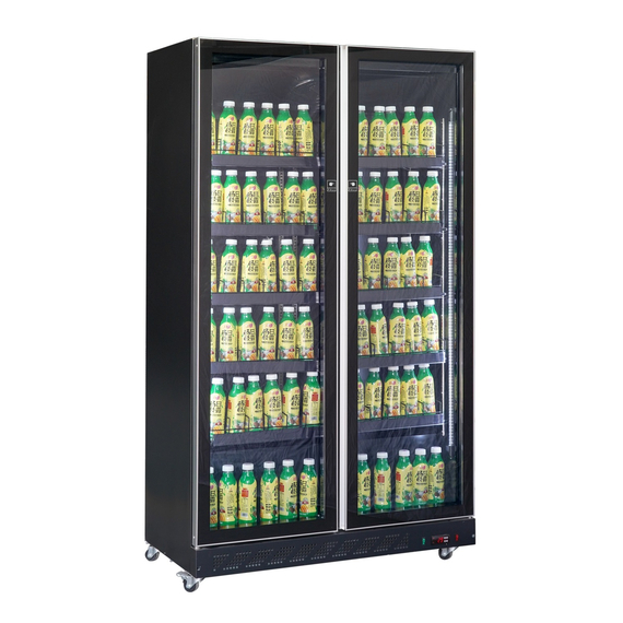 Combisteel Kühlschrank 2 Glastüren Schwarz