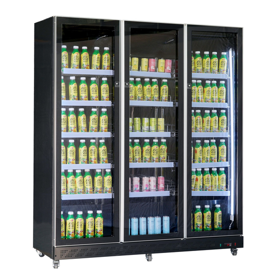Combisteel Kühlschrank 3 Glastüren Schwarz