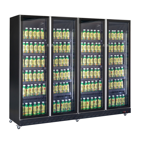 Combisteel Kühlschrank 4 Glastüren Schwarz