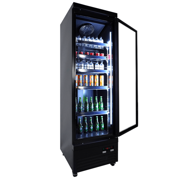 Combisteel Kühlschrank 1 Glastür Schwarz Ceb-500R Bl