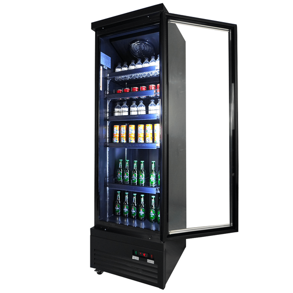 Combisteel Kühlschrank 1 Glastür Schwarz Ceb-500R Bl