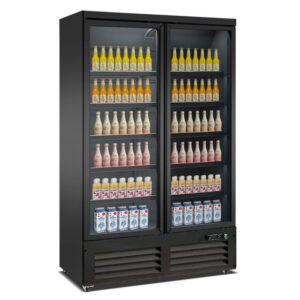 Combisteel Kühlschrank 2 Glastüren Schwarz Ceb-1200R Bl