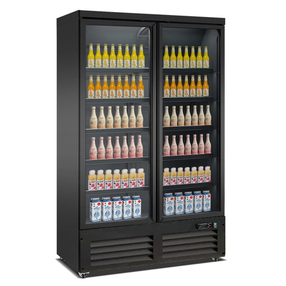 Combisteel Tiefkühlschrank 2 Glastüren Schwarz Ceb-1200F Bl