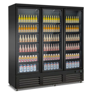 Combisteel Kühlschrank 3 Glastüren Schwarz Ceb-1600R Bl