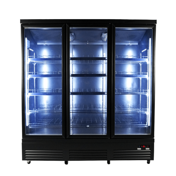 Combisteel Kühlschrank 3 Glastüren Schwarz Ceb-1600R Bl