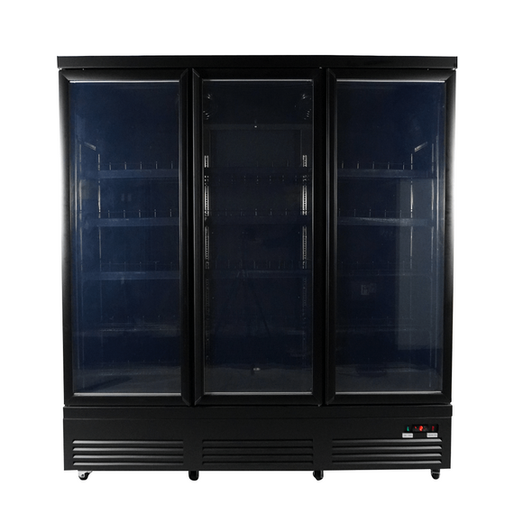 Combisteel Kühlschrank 3 Glastüren Schwarz Ceb-1600R Bl