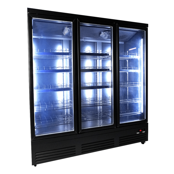 Combisteel Kühlschrank 3 Glastüren Schwarz Ceb-1600R Bl