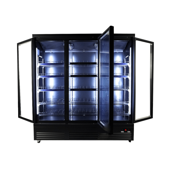 Combisteel Kühlschrank 3 Glastüren Schwarz Ceb-1600R Bl