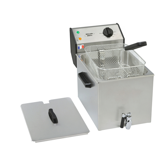 ROLLER GRILL Fritteuse mit Ablasshahn, mit Ablasshahn, 8 Liter