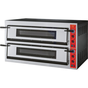 GGF Pizzaofen mit zwei Kammern für 12 Pizzen à 360 mm, Vollschamott, 18 kW, 1370 x 850 x 750 mm (BxTxH)