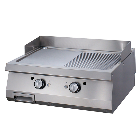 Maxima Gastro Premium Grillplatte - Halb Gerillte Chrom - Doppeleinheit - 90 cm Tief - Elektrisch