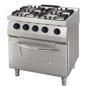 Maxima Gastro Heavy Duty Herd - 4 Brenner - Doppeleinheit - 70 cm Tief – 30 kW - Gas inkl. Elektroofen