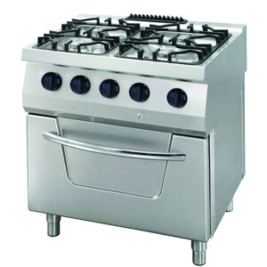 Maxima Gastro Heavy Duty Herd - 4 Brenner - Doppeleinheit - 70 cm Tief – 34 kW – Gas inkl. Backofen