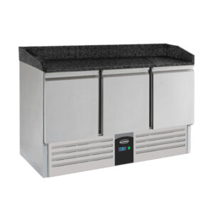 Combisteel Compact Line Pizzatisch 3 Türen Schwarze Granit-Arbeitsplatte
