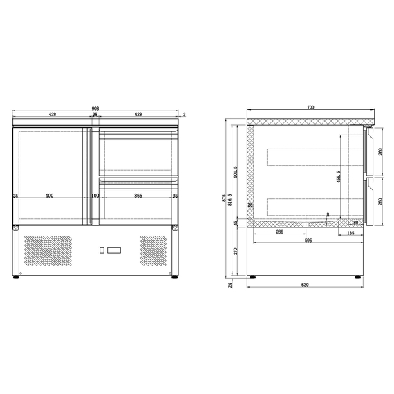 Combisteel Compact Line Kühltisch 1 Tür/2 Laden